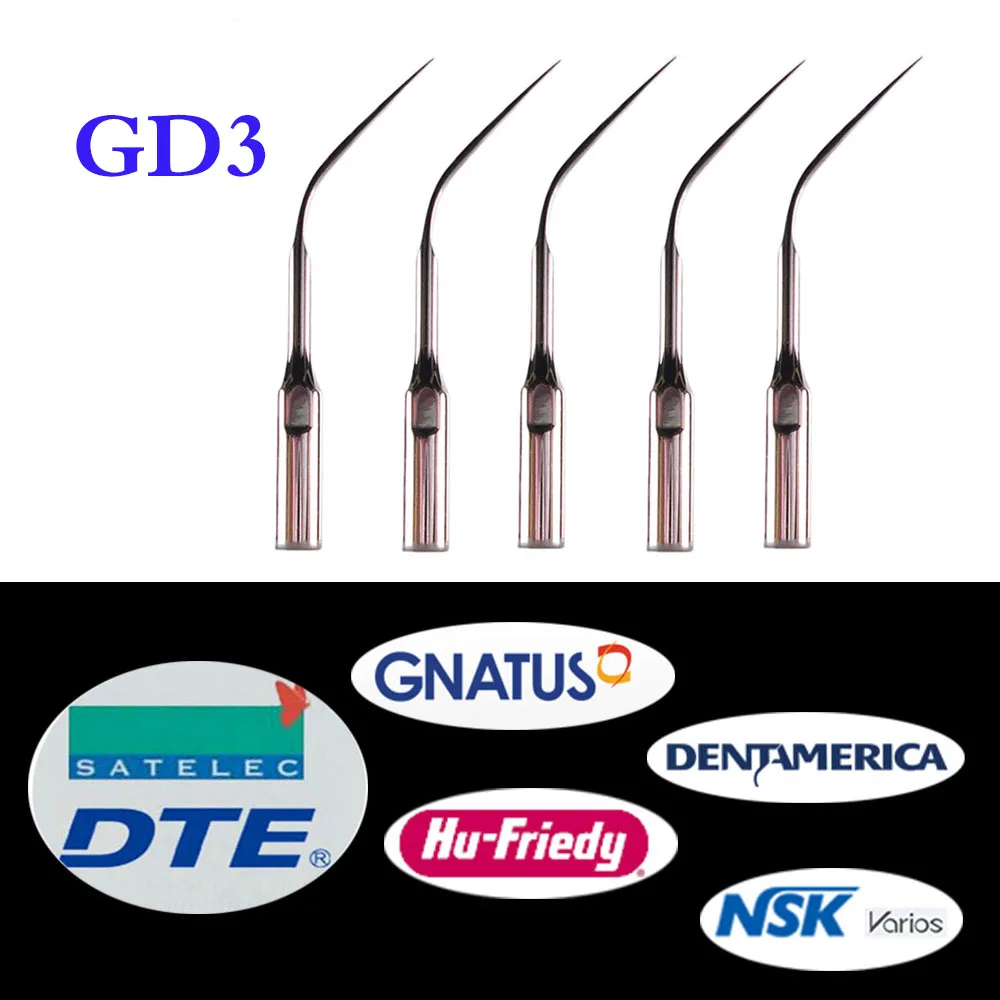 Punta escarificadora ultrasónica Dental GD3, para DTE/ Satelec/ NSK Varios/ Gnatus/ Bonart/ Rollence-S/ HU-FRIEDY/ DENTAMERICA, 5 unids/lote