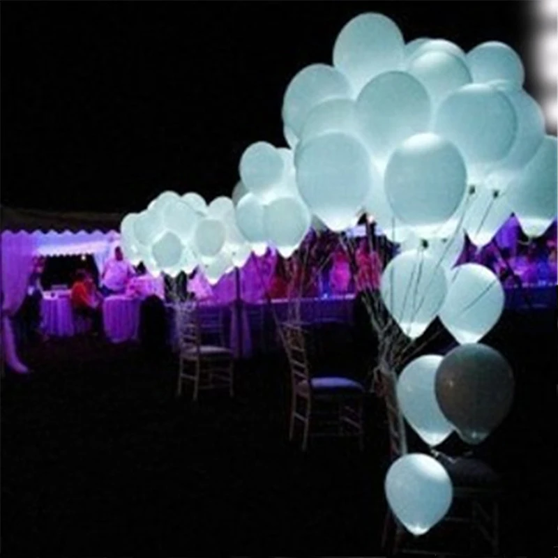 5-30 PCS LED Balloon Glowing Lights 12 Inch White Latex Balloons Birthday Party Holiday Wedding Decoration Supplies | Дом и сад