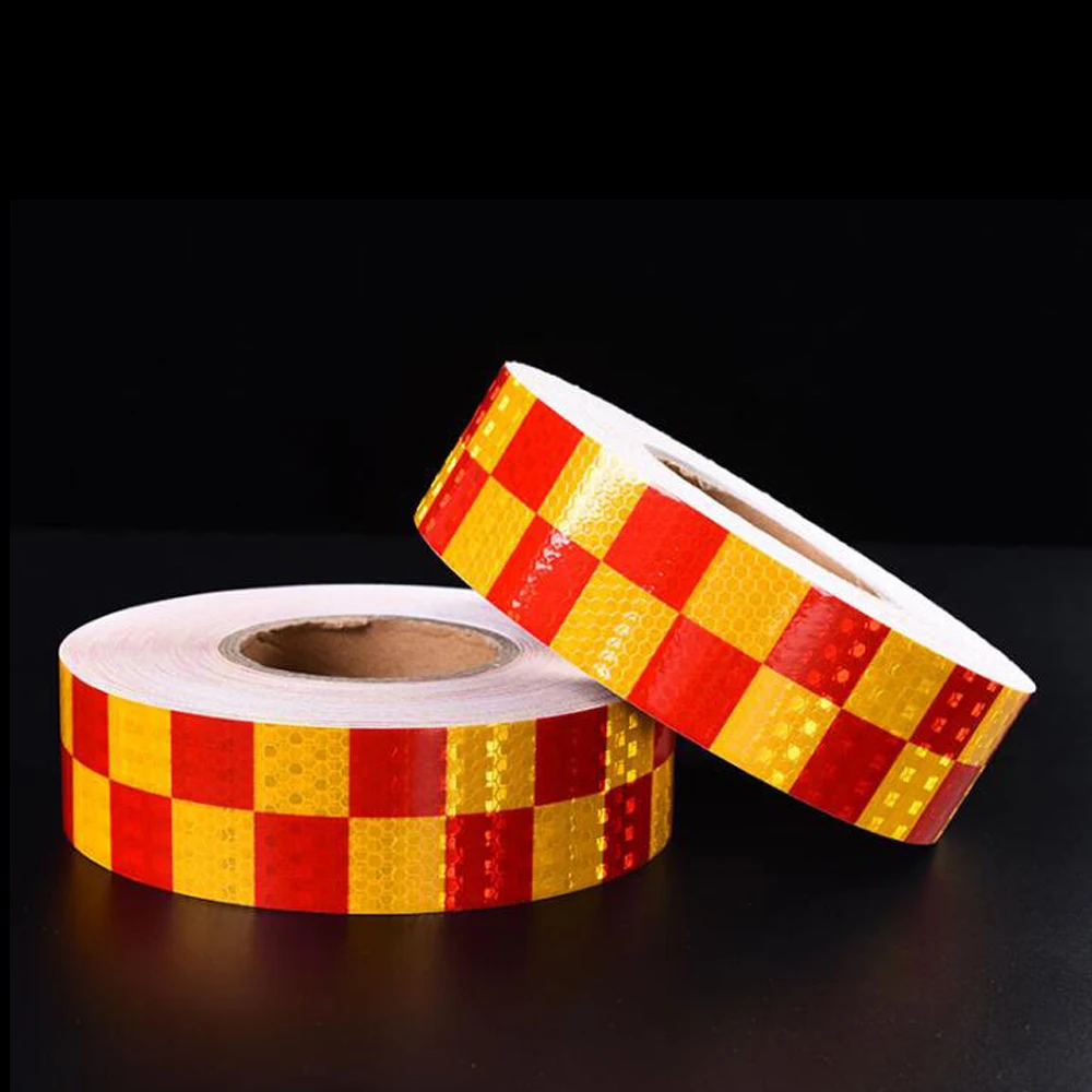 

5cmx10m/Roll Reflective Tape Caution Warning Tape Red Yellow Blue White Square For Car Safety