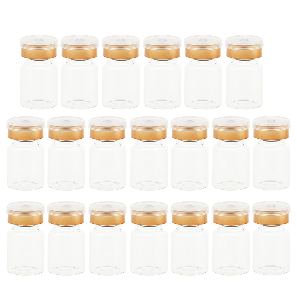 20pcs 5ml Transparent Glass Bottles Rubber Stopper Vials with Cap for Cosmetic Liquid Essential Oil Home Travel | Красота и здоровье