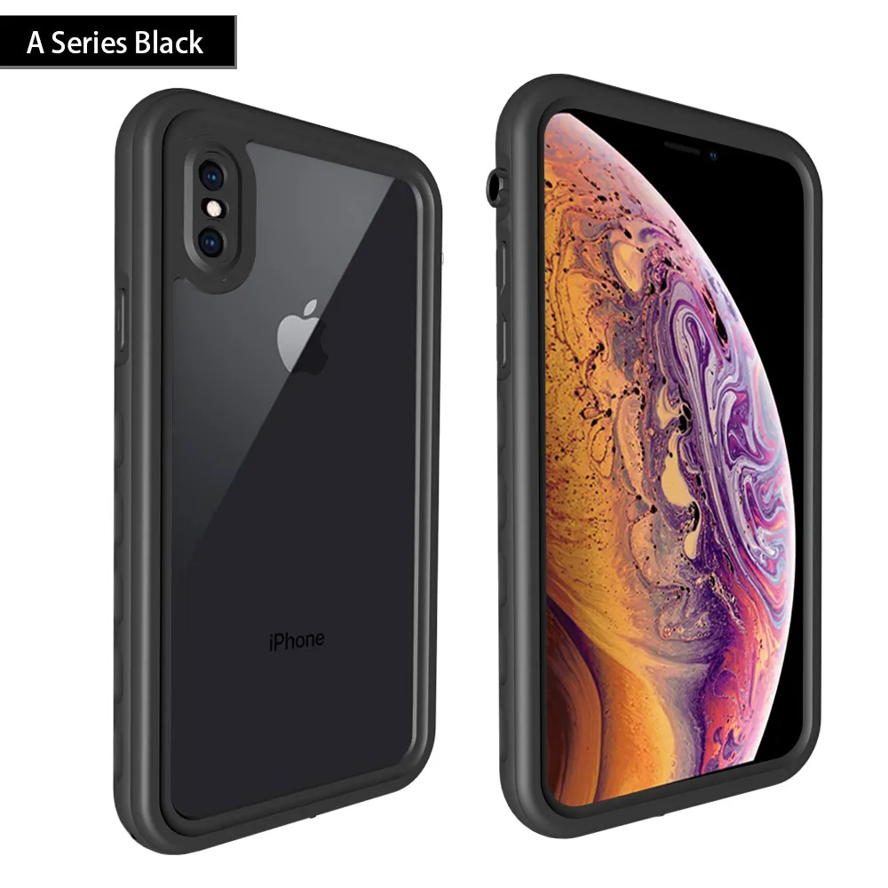 SHELLBOX IP68 Водонепроницаемый чехол для iPhone X XR XS MAX 8 7 Чехол пакет сумка Чехлы для телефона Coque водонепроницаемый чехол для телефона - Цвет: A Series Black