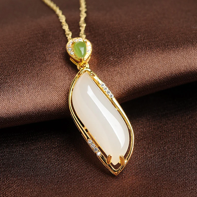 925 silver-encrusted and Tianyu White Jade pendants delicate gentle collarbone chain with certificate | Украшения и аксессуары