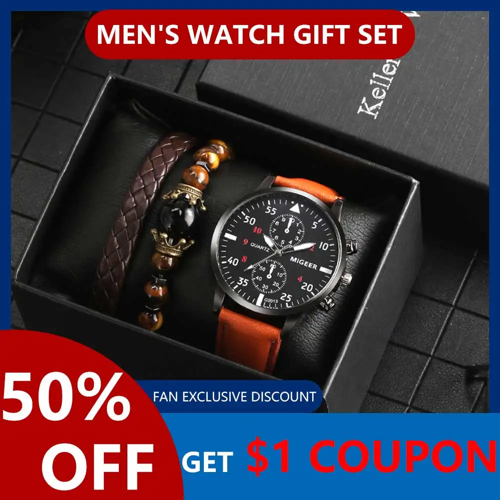 

Keller & Weber Luxury Fashion Men'S Watch High Quality Durable Quartz Watch Classic Woven Bracelet Watch Set Exquisite Men'SGift