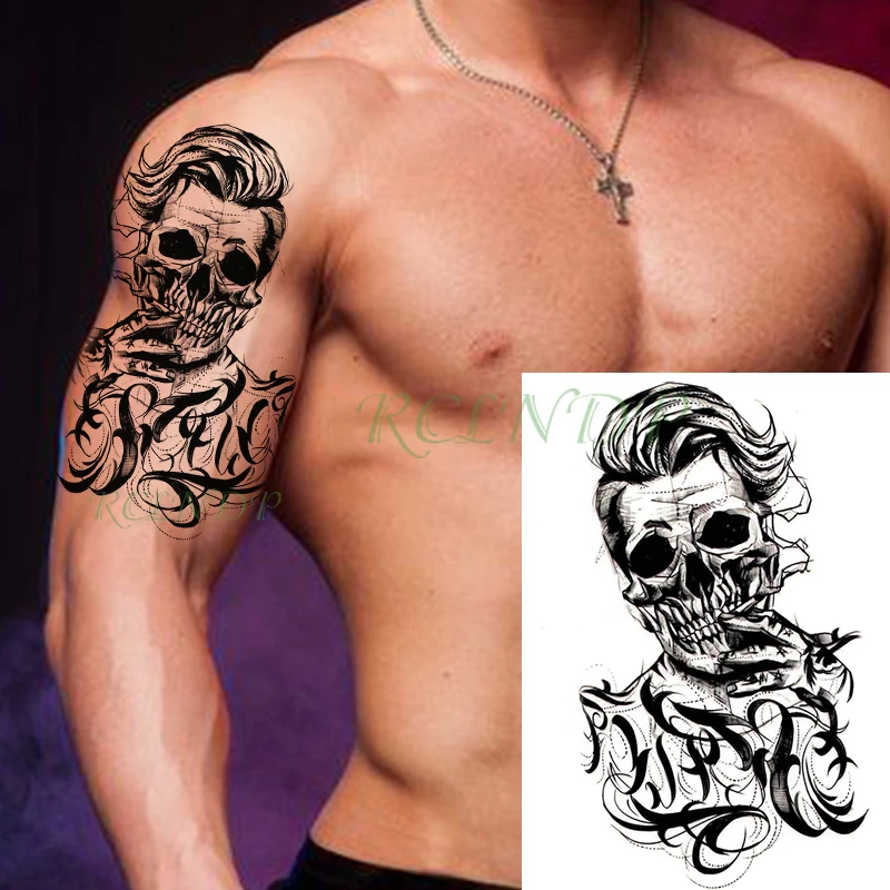 Waterproof Temporary Tattoo Sticker Joker Skull Letter Big Size Body Art Flash Tatoo Fake Tatto Stickers for Girl Men Women images - 6