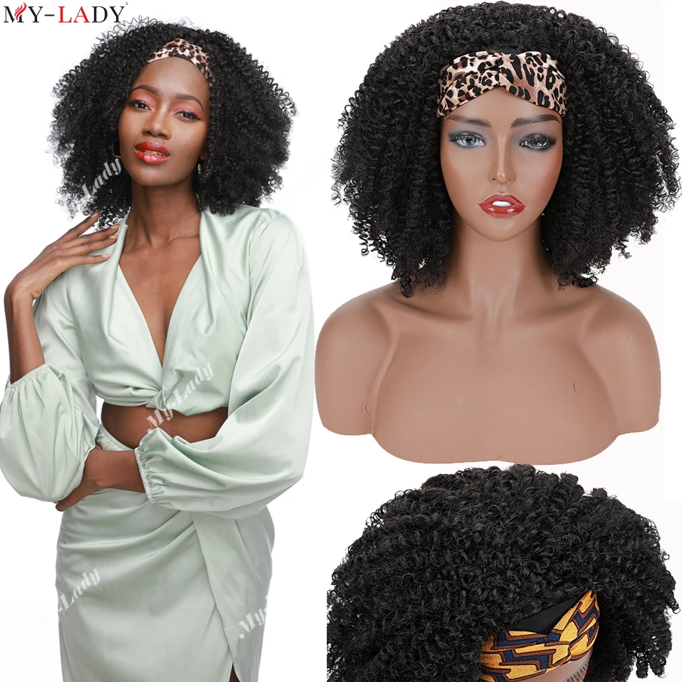 

My-Lady Perruque Bandeau Femme Synthetic Short Curly Wig Kinky Curly Headband Wigs For Black Women Wholesale Deep Wave Hair Wig