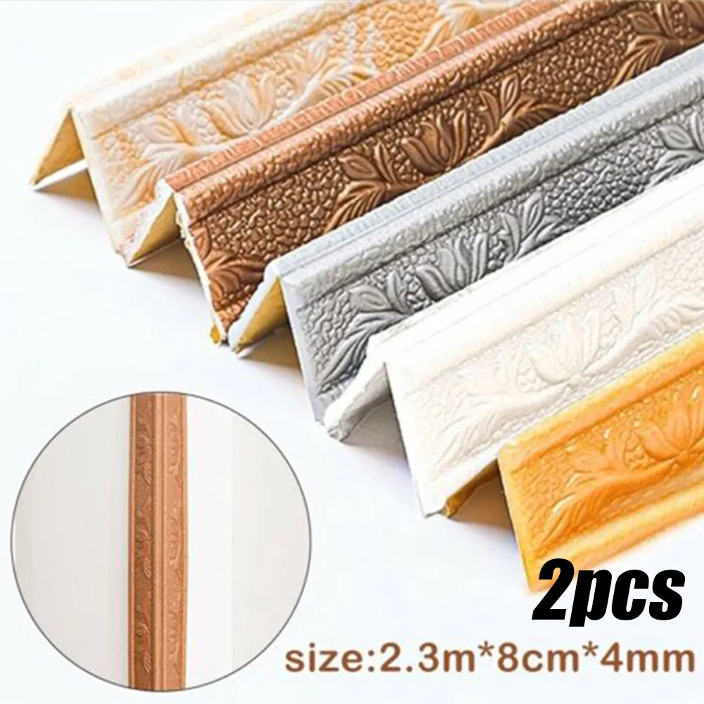 

3D Foam Wall Trim Line Skirting Border Adhesive Waterproof Baseboard Corner Wallpaper Wall Sticker Living Room Home Decoration