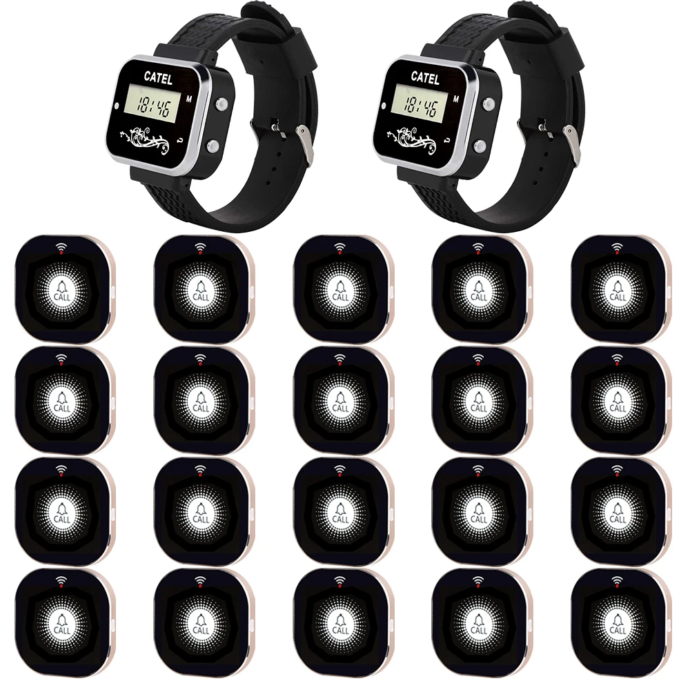 

CATEL 2 Watch 20 Wireless Calling System Call Button Touch Rechargeable Transmitter Pager Restaurant Waiter Bell, Buzzer