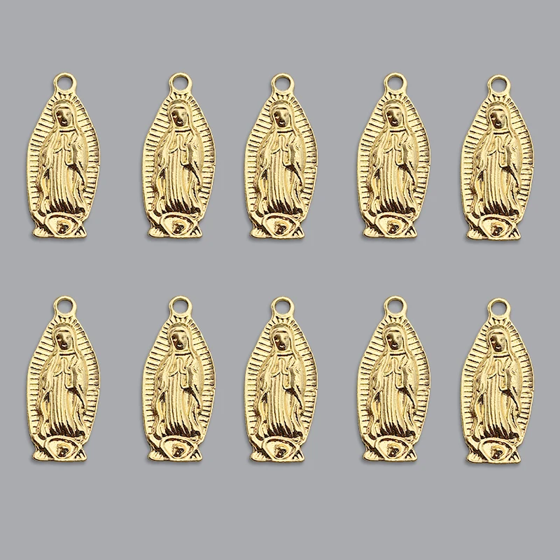 

10Pcs 30*13mm Zinc Alloy Virgin Mary Charms Vintage Golden Metal Portrait Pendant Wholesale For DIY Necklace Making Accessories