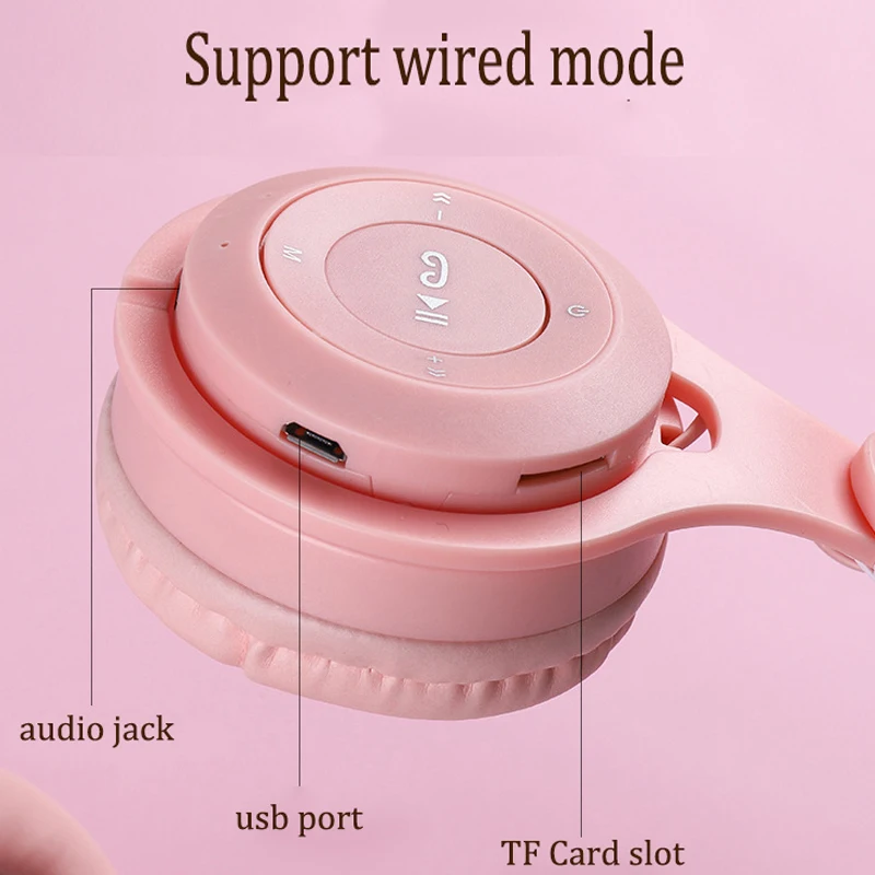 Детские беспроводные наушники с милыми кошачьими ушками игровой геймпад