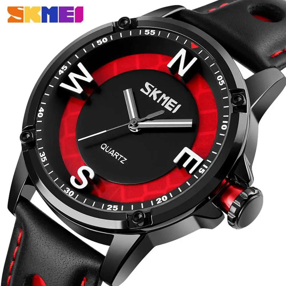 

SKMEI Fashion Sport Watch Men Top Brand Luxury Leather Army Quartz Watches Clock Men Creative Chronograph Relogio Masculino