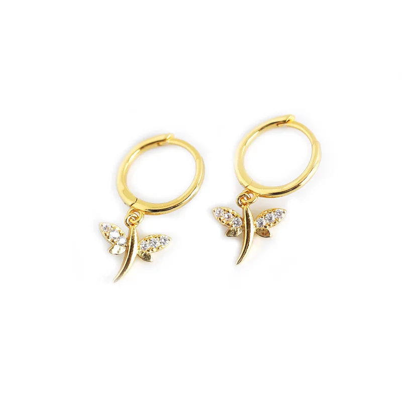 

MLKENLY Small animal dragonfly earrings gold silver for women light luxury 925 sterling silver earrings wholesale