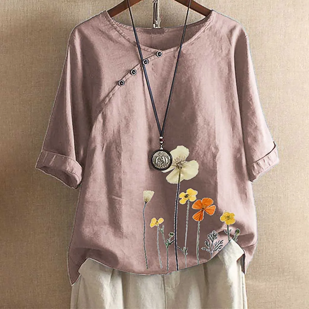 Новинка 2020 летняя хлопковая льняная блузка Женская винтажная рубашка с коротким