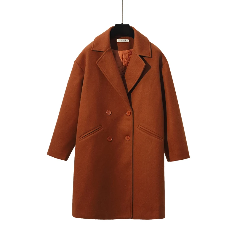 Lucyever Женское зимнее шерстяное длинное пальто толстая свободная Смешанная куртка