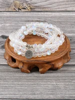 yuokiaa 8mm 108 beads necklace charm bracelet moonstone mala prayer beaded lotus bracelet japamala meditation yoga jewelry