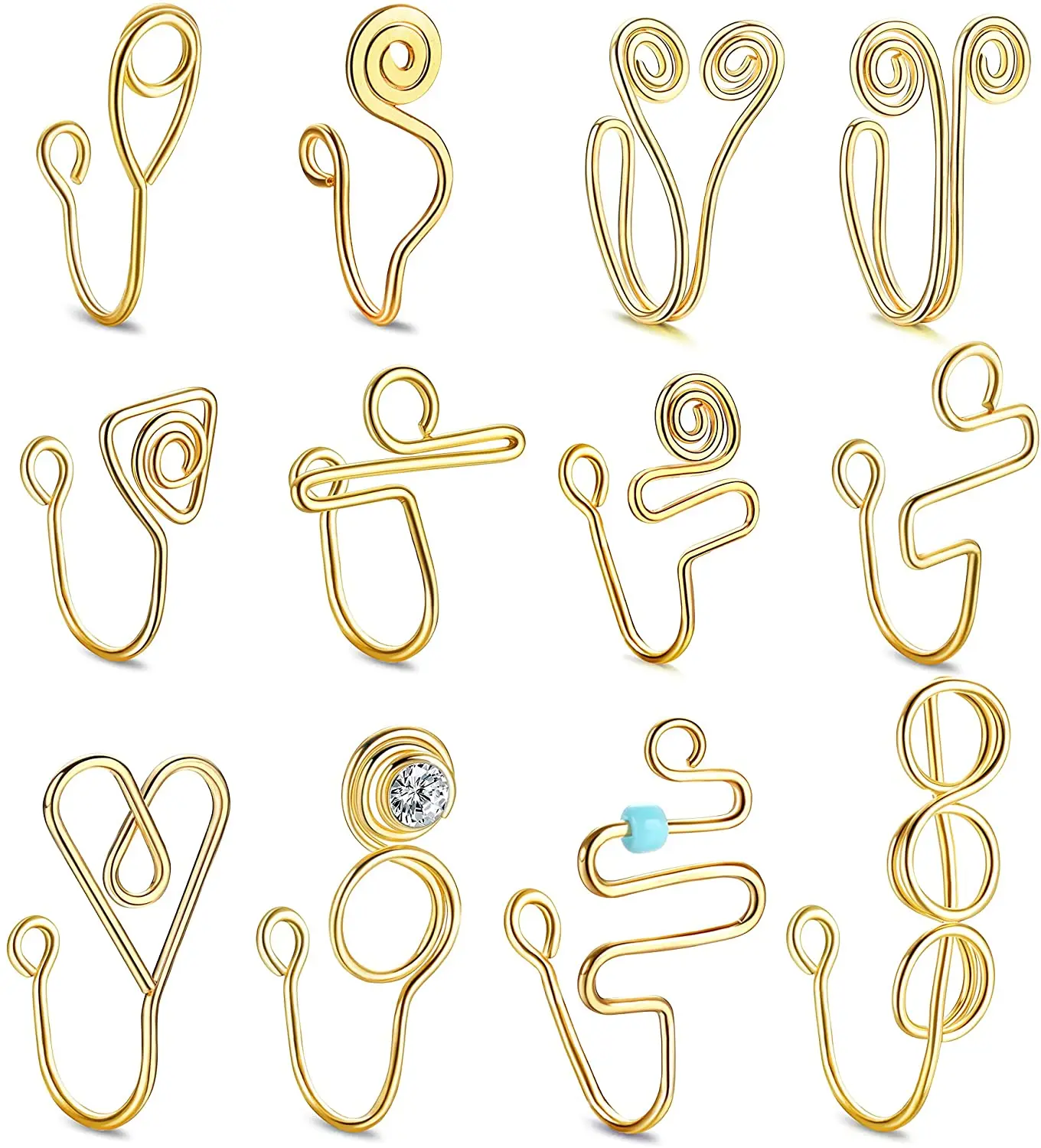 

12Pcs African Nose Ring for Women Men Fake Nose Ring African Fake Nose Cuff Adjustable Nose Cuff Non Piercing Jewelry