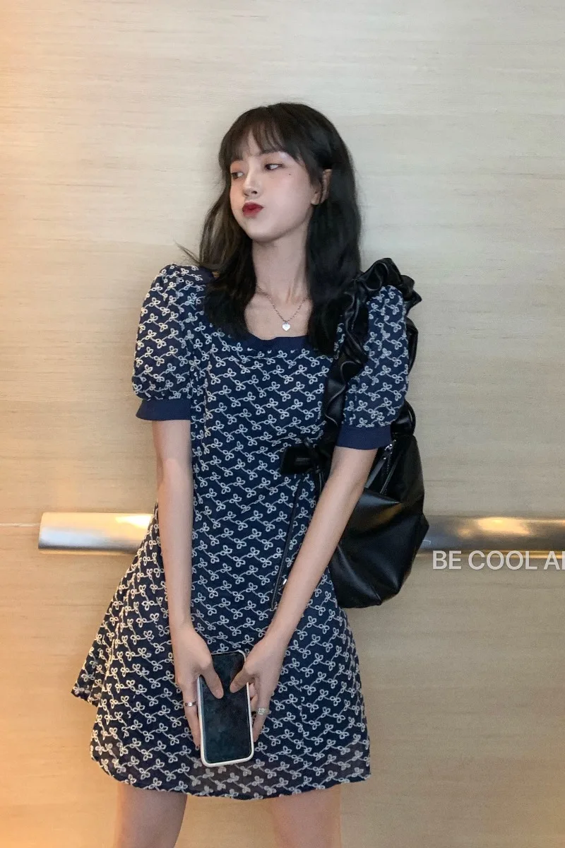 

Women's Summer Hollow Comfortable Loose Short-sleeved Fashion Casual Belt Dress Mid-length Sunscreen Skirt Female Dress