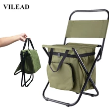 VILEAD Folding Portable Camping Cooler Chair Picnic Fishing Beach Hiking Outdoor Backpack Ultralight Seat Table Camping Stools