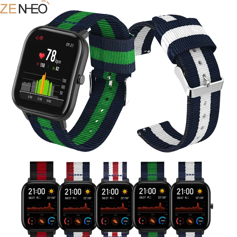 Ремешок для Huami Amazfit GTS Bip Pace Lite Youth 20 мм нейлоновый сменный Браслет Samsung gear s2/sport Galaxy