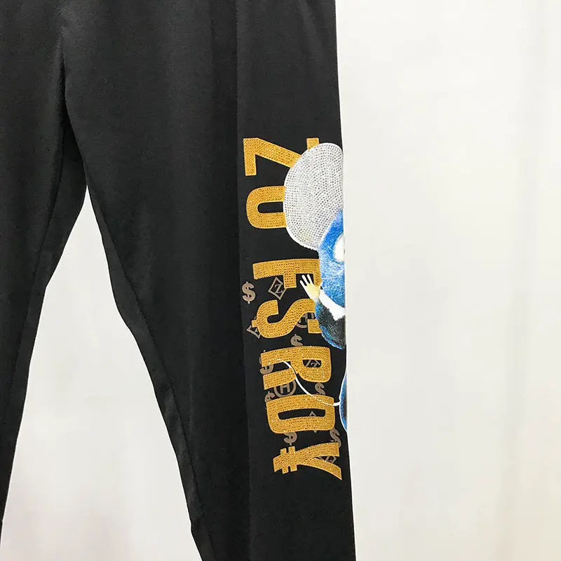 

Men Outfit Set Summer New Style Korean Hot Diamond Printing Short-sleeved T-shirt Trousers Sports and Leisure Two-piece Suit