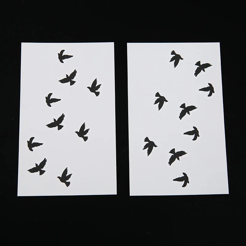 Shelldhard 2 Sheets Birds Tattoo Sticker Waterproof Black Temporary Flying Fake Stickers For Body Art | Красота и здоровье