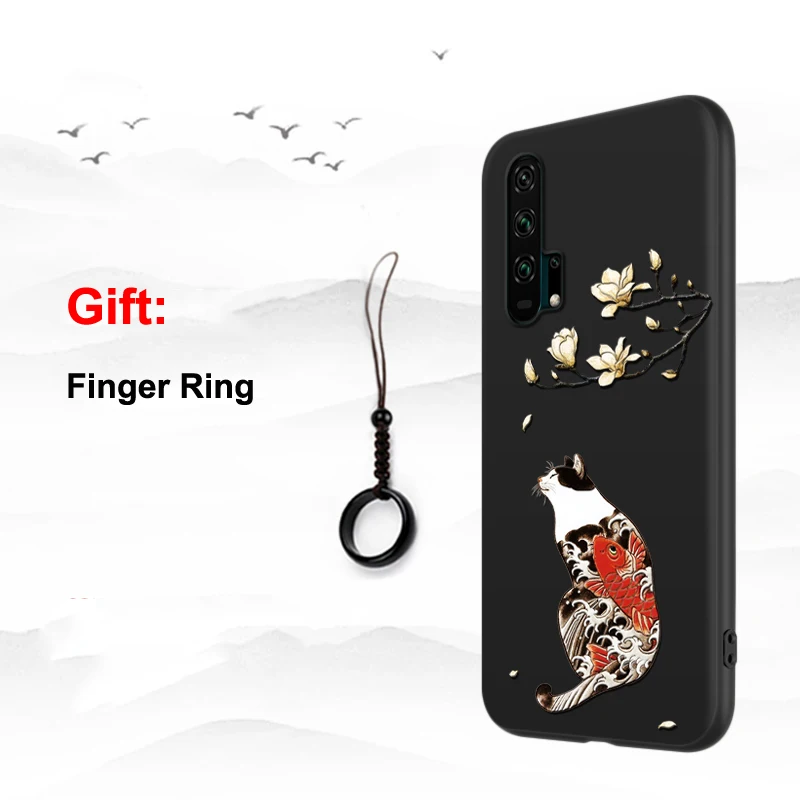 Cat Рельефный чехол для huawei Honor V30 20 Pro 20S Lite 20i V20 3D рельефный мягкий силиконовый матовый противоударный чехол Licoers Официальный чехол - Цвет: Cat