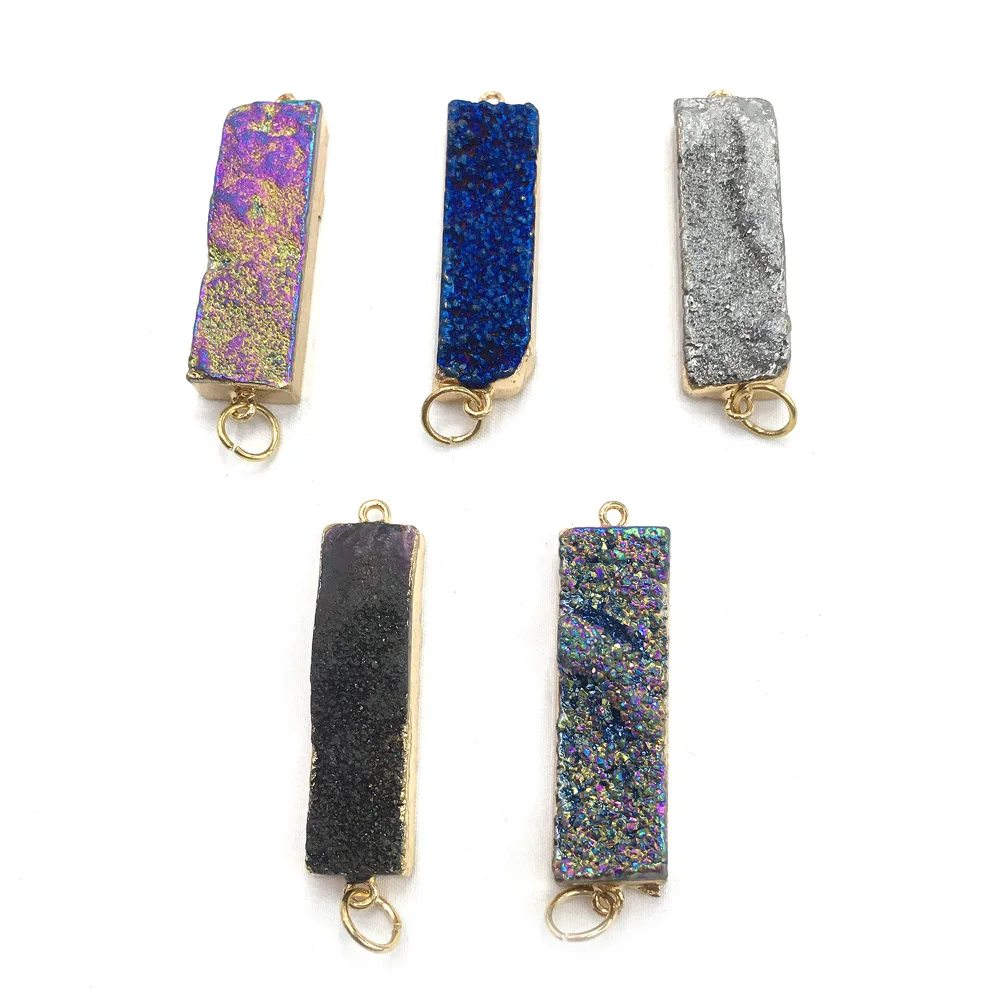 

Personality Rectangle Natural Stone Gem Agate Connector Handmade Crafts DIY Necklace Bracelet Jewelry Gift Making Accessories