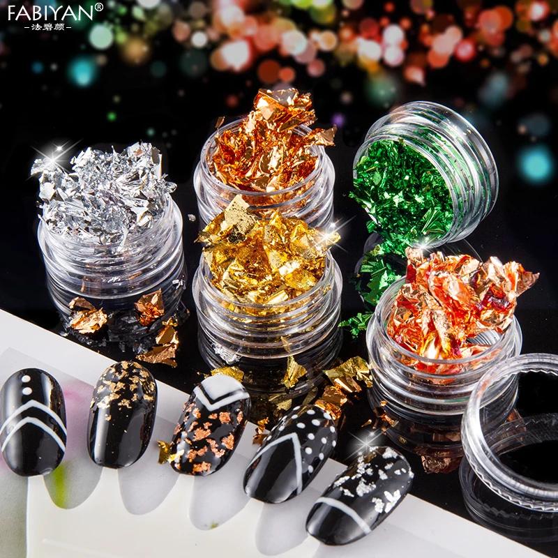 Nail Art Foil DIY Sticker Decal Decoration Irregular Glitter Manicure UV Gel Polish Tool Gold Silver Copper Colorul 3/12 Pcs Set | Красота и