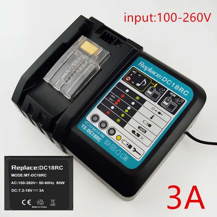 replace DC18RC 3A MAKITA Зарядное устройство 14,4-18 V для BL1830B BL1840B BL1850B BL1860B Зарядное устройство DC18RCT DC18SD DC18RC - Цвет: replace DC18RC 3A