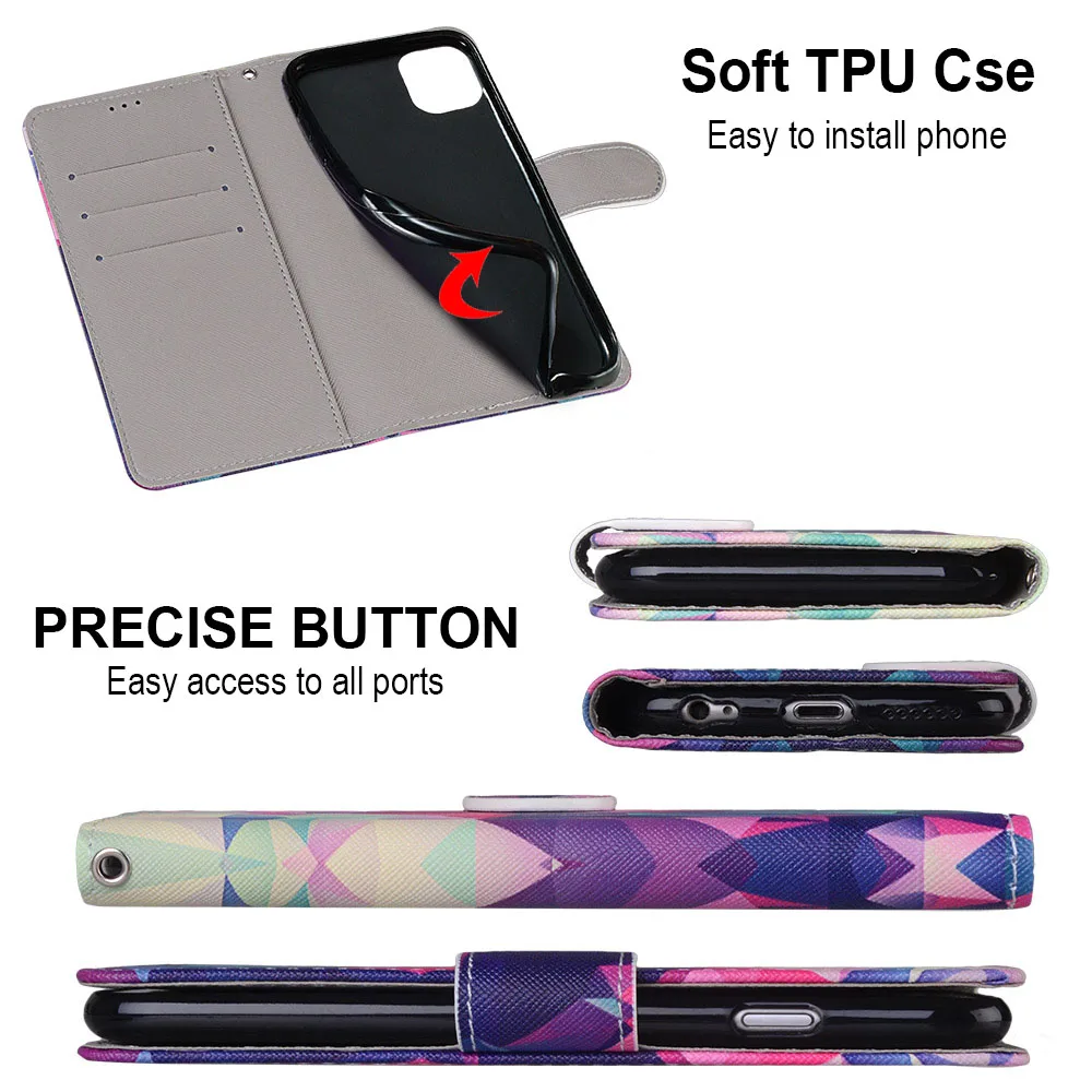 Кожаный чехол книжка с кошкой и львом для Samsung Galaxy S5 S6 S7 S8 S9 S10 Plus S10E Grand Prime G530 J120 J3 J510