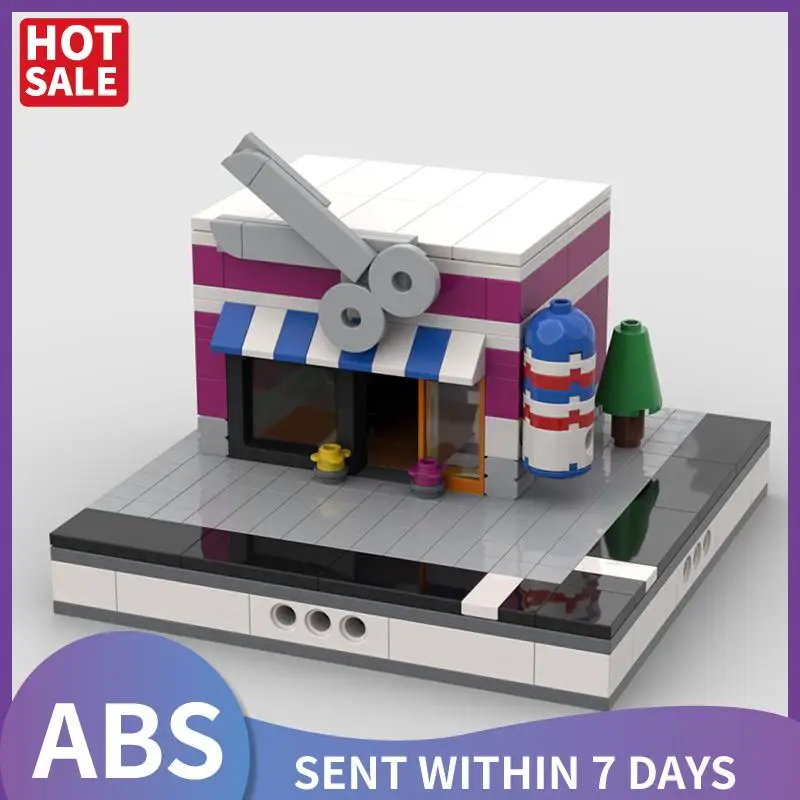 

MOC City Street Scene bricks Barbershop tony Building Blocks Modular Construction Constructor Model for Kids Children's toys