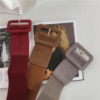 Women Wide Belt Stretch Waist Belts Decorative Belt Coat Elastic Porous Belt Metal Buckle Waistbands Female Apparel Accessories 4