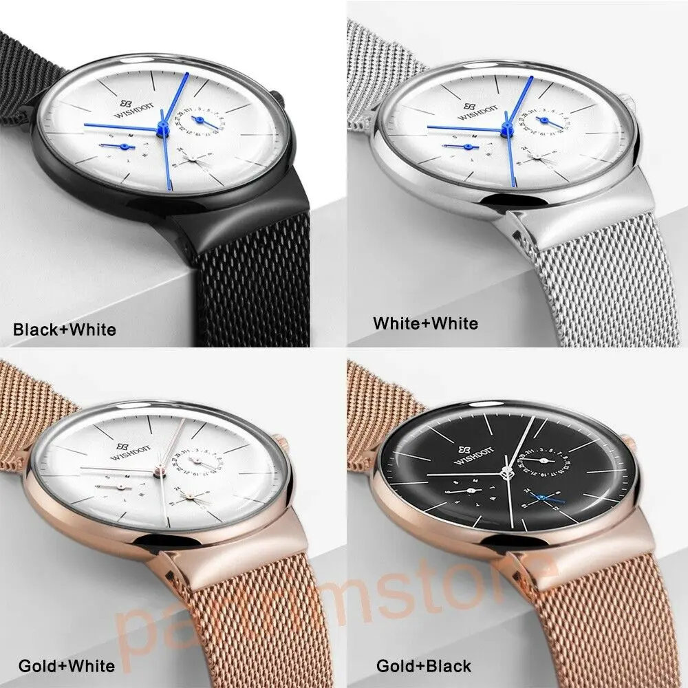 

Men's Wristwatch Fashion Casual Quartz Wristwatches White Strap Watches Calendar Week Display Waterproof Simple Watch