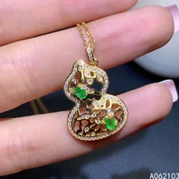kjjeaxcmy fine jewelry 925 sterling silver inlaid natural emerald womens exquisite lovely gourd gem pendant necklace support de