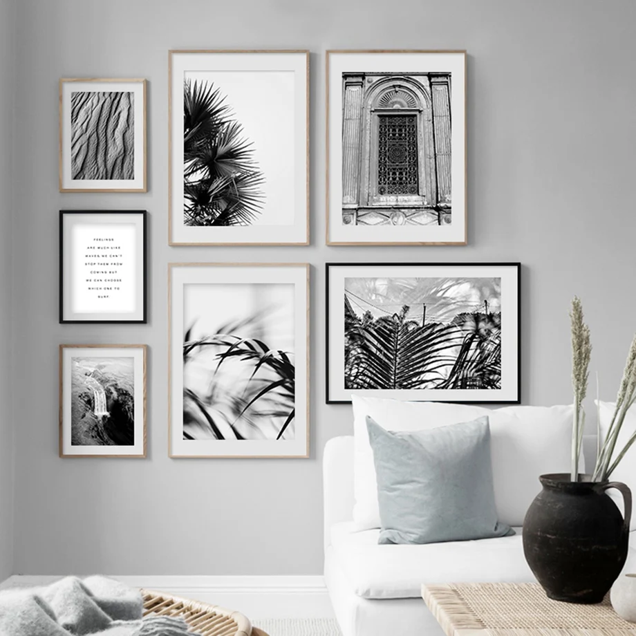 

Black White Landscape Mountain Waterfall Plants Wall Art Canvas Painting Nordic Posters And Prints Wall Pictures For Living Room