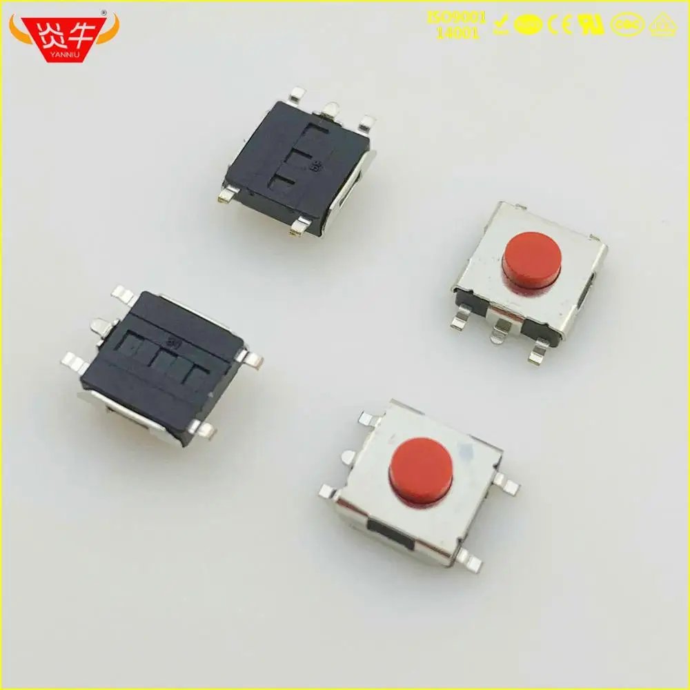 

6.2 6.2 3.1 RED HEAD 4P TACTILE TACT SWITCH SMT SMD 4PIN BUTTON TOUCH MICRO MOVEMENT SILVER PLATED CONTACTS