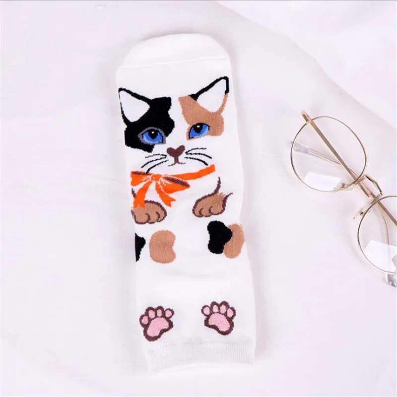 11 Модные забавные женские носки с объемным рисунком кота Kawaii, счастливые носки до щиколотки с рисунком из мультфильма, милые носки с животными на зиму и весну для девочек, женские носки в стиле Харадзюку - Цвет: 11