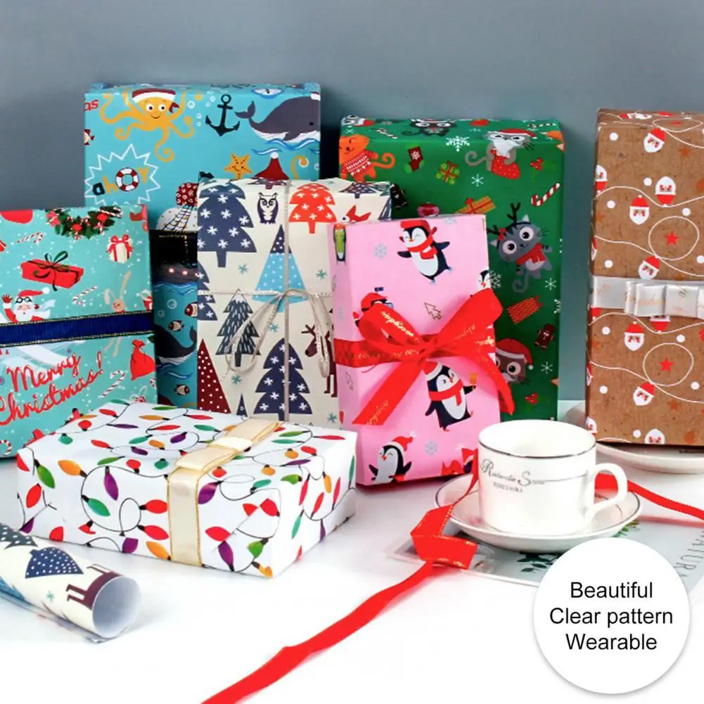 

10Pcs Eco-friendly Christmas Wrapping Paper Wear Resistant Kraft Paper Multi-color Candy Packing Paper for Home