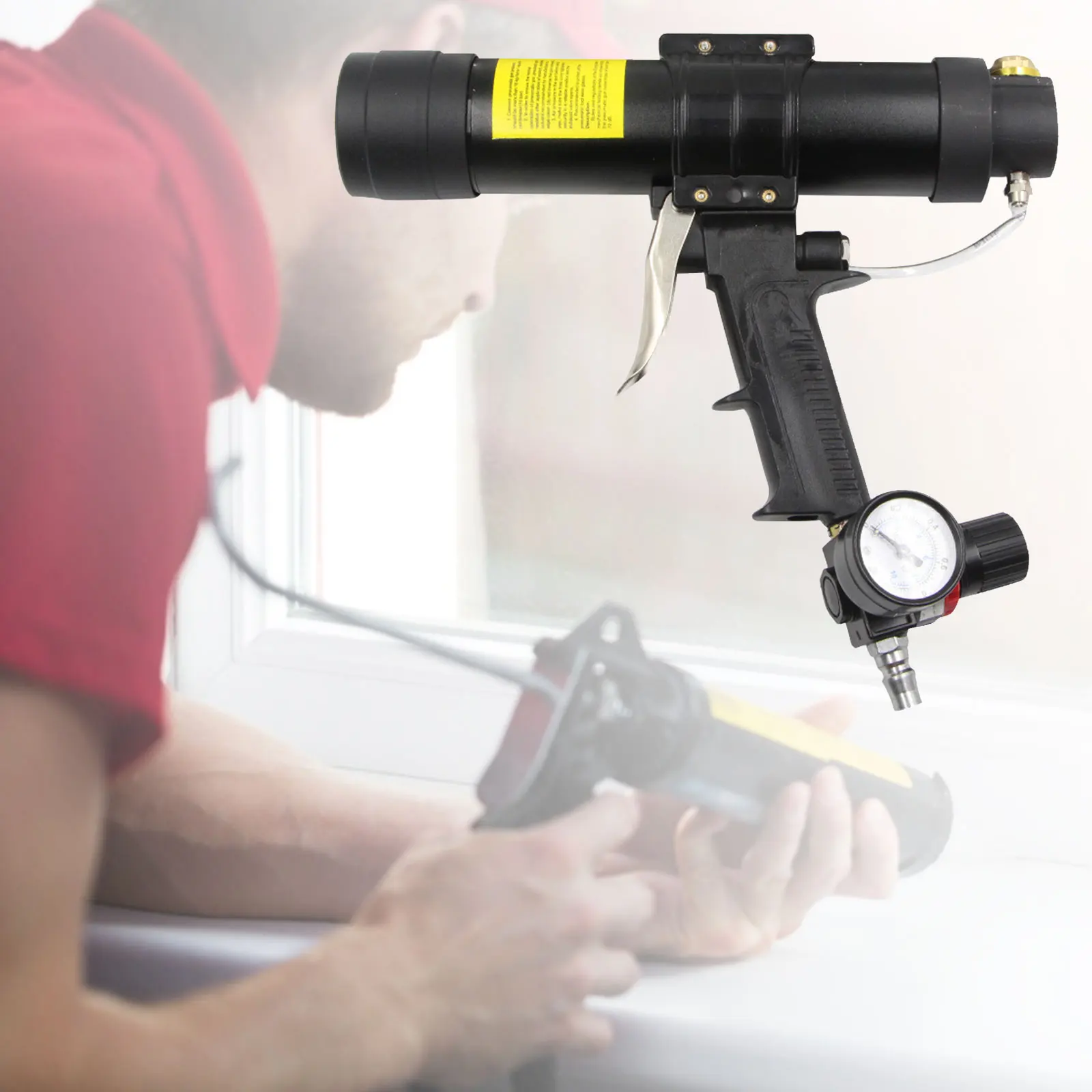 

4YANG 310ml Adjustable Pneumatic Glass Glue Gun Air Rubber Gun Hard Glue Sealant Applicator Caulking Gun Toolbox