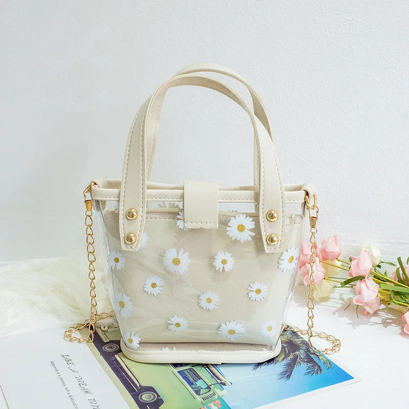 

womens hands 2021 new fashion trend sweet and fresh portable messenger chain transparent mother jelly bag purses