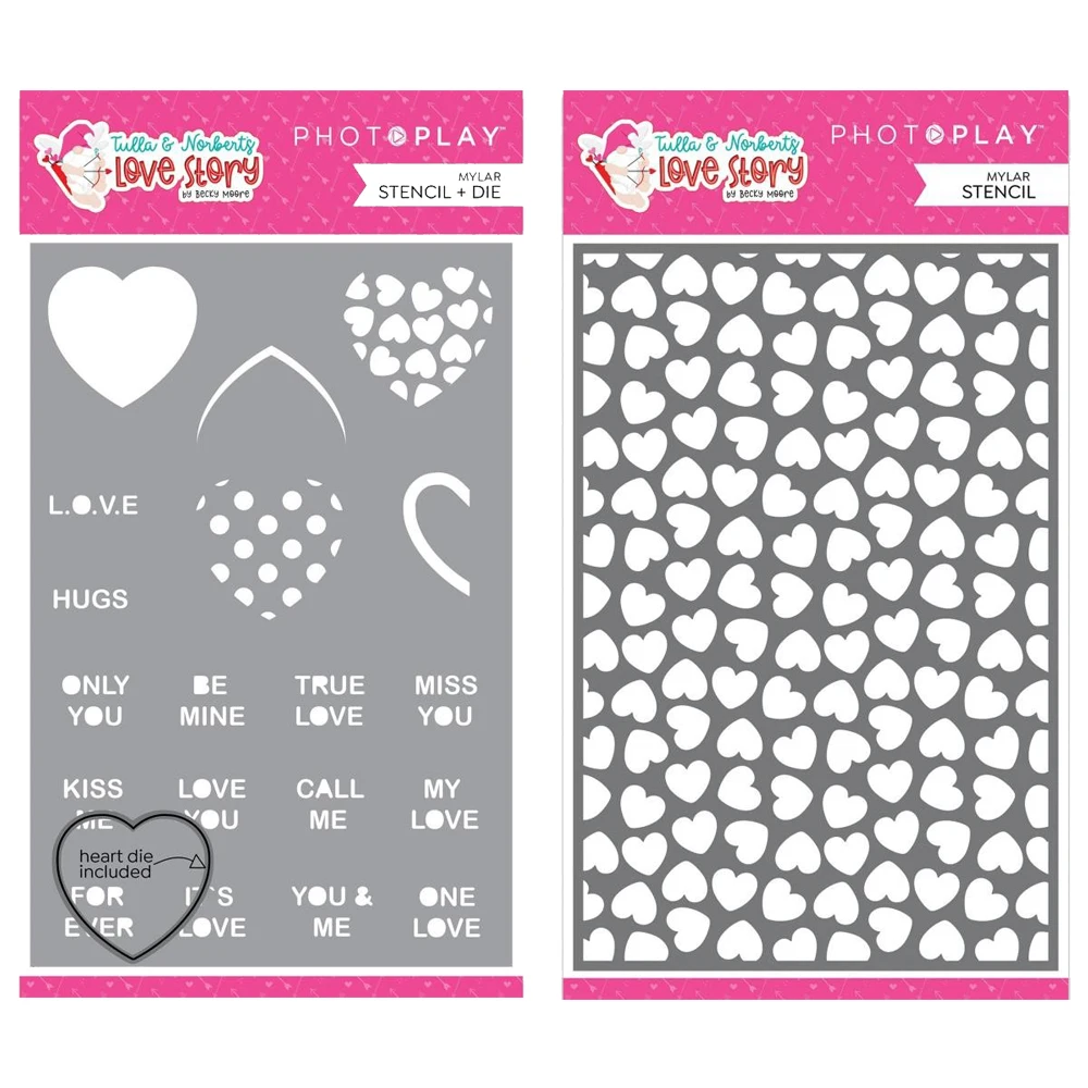 

2Pcs/Set Heart Shaped Love Plastic Stencil Template For Diy Cutting Dies Scrapbook Paper Card Photo Album Decoration Craft