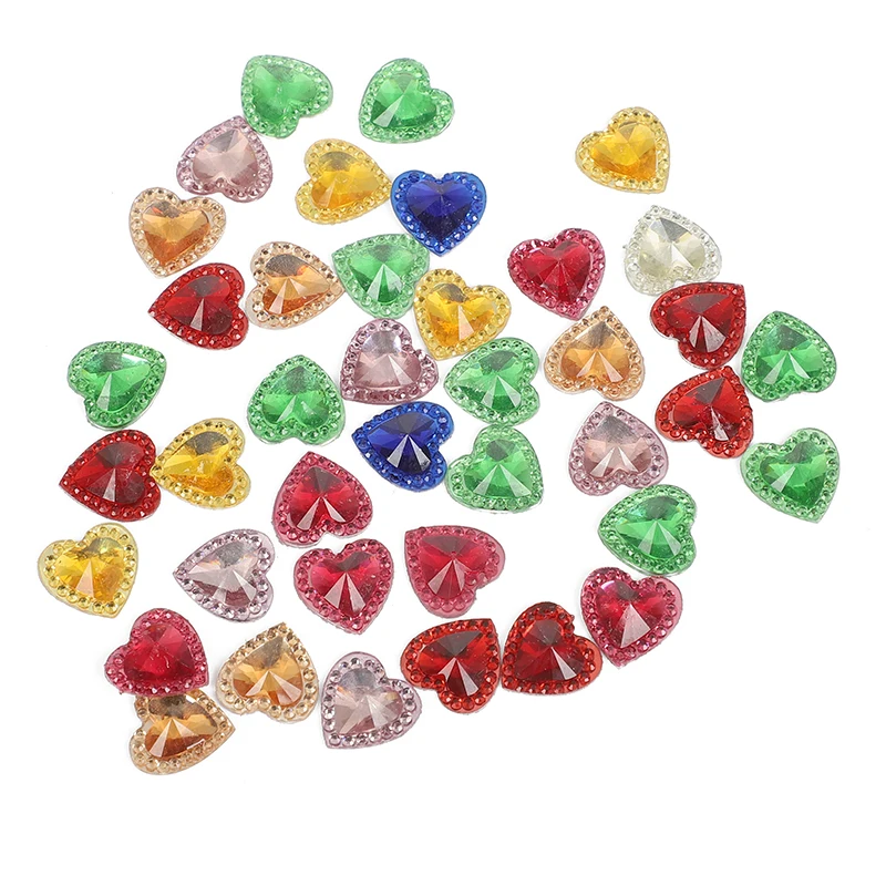 200 шт. Смешанные Украшения из смолы с кристаллами в форме сердца украшение