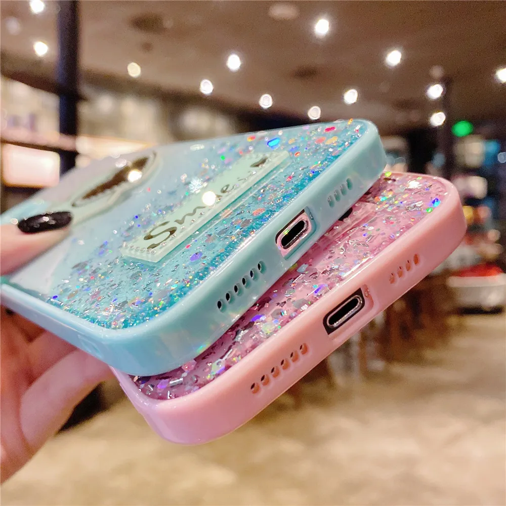 cute love heart mirror phone case for xiaomi redmi 9 9a 9c note 9s 8 9 10 pro mi note 10 lite poco x3 nfc m3 glitter soft cover free global shipping