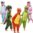 Пижама, Костюм кигуруми, зимний костюм для мальчиков, Детская Пижама, костюм единорога, мультяшный динозавр, медведь