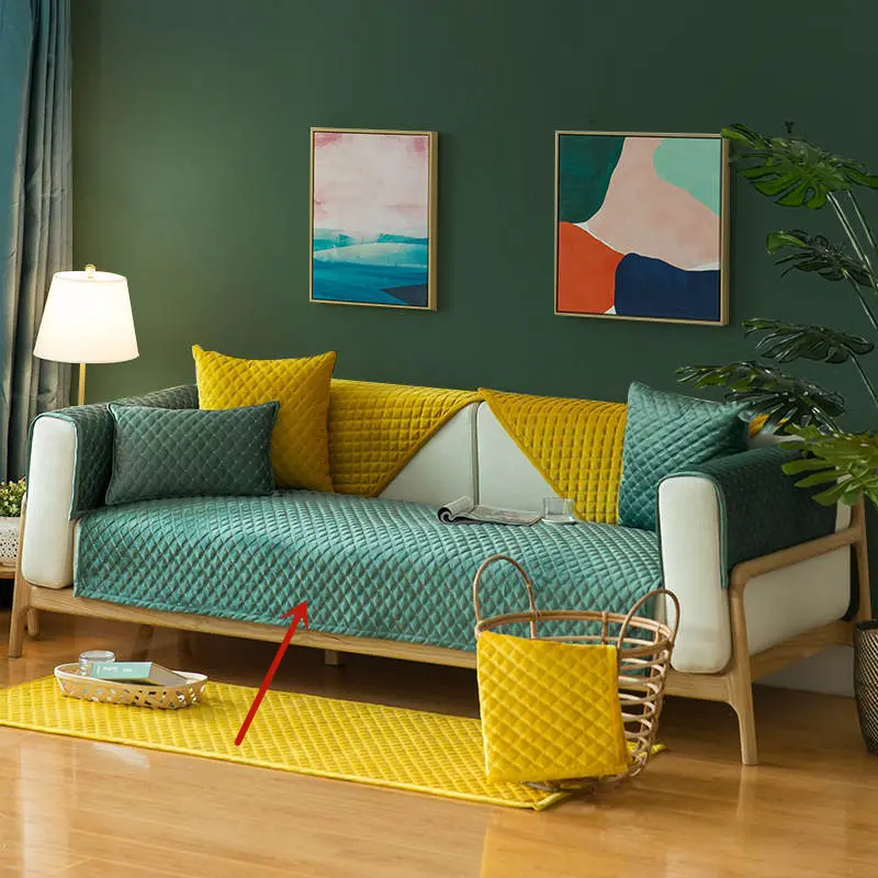 forest green 1pcs Мягкий Бархатный Чехол для дивана, однотонный чехол для дивана, для гостиной, Декор для дома, секционный угловой диван, полотенце, чехол для дивана, один предмет - Цвет: forest green 1pcs
