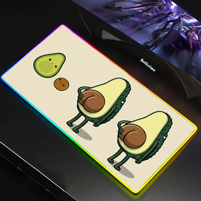 

Funny Avocado cute RGB Gaming Mouse Pad Mousepad Large Mause Pad Keyboard Desk Carpet Game Rubber No-slip LED Mouse Mat Gamer