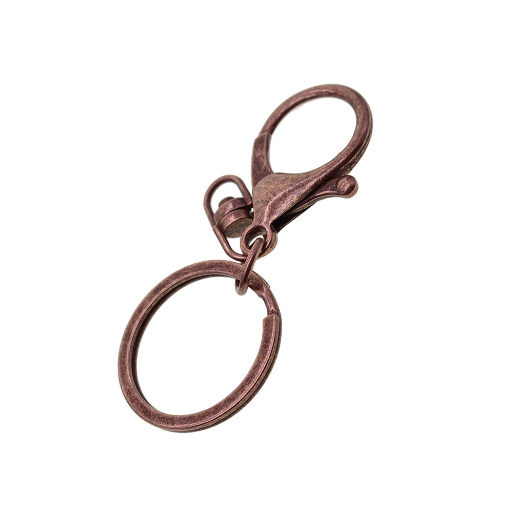 

wholesale antique copper 32mm Split Key Ring with large Lobster Clasp connector keychian DIY supplies