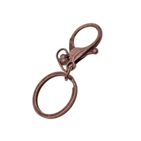 wholesale antique copper 32mm split key ring with large lobster clasp connector keychian diy supplies