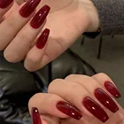 24 шт. съемные красные длинные накладные ногти балерины носимые французские накладные ногти полное покрытие гроб Типсы для маникюра художественный Декор