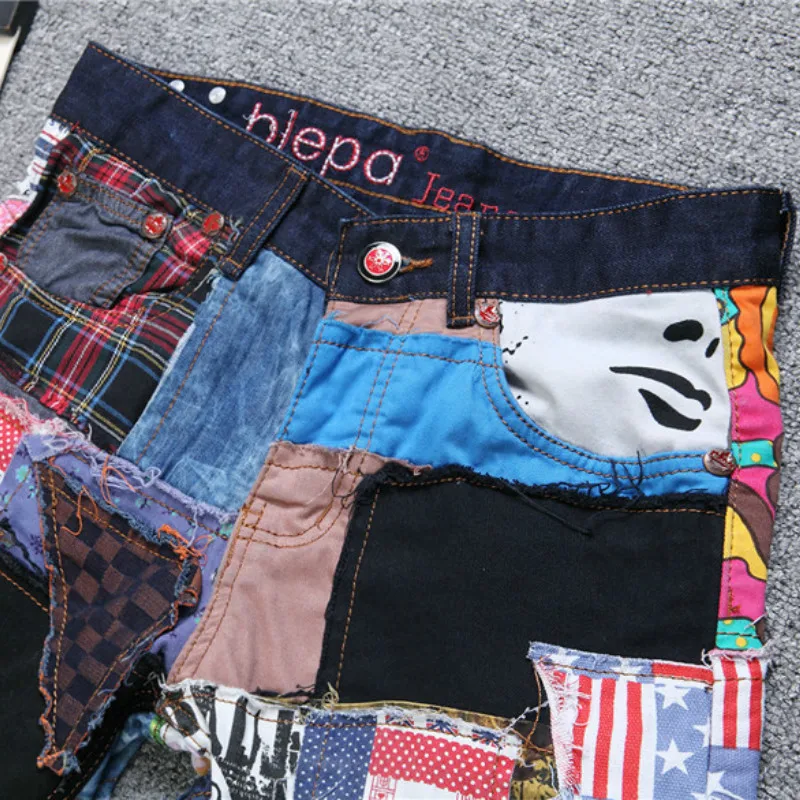 Colorful Spliced Jeans Men Denim Pant Patch Fashion Slim Fit Designer Jeans Casual Show Denim Joggers Macacao Masculino Jeans