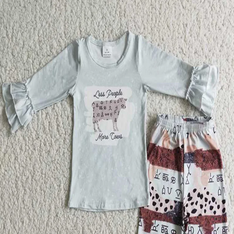 Одежда для девочек костюм с кружевными манжетами серая рубашка длинными